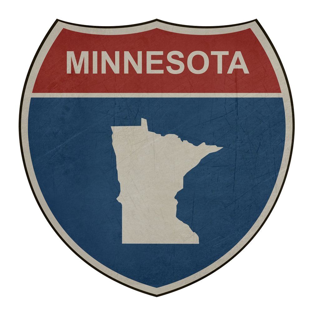 Grunge Highway Sign Fabric Panel - Minnesota