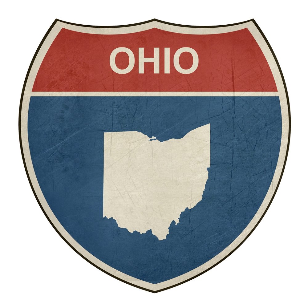 Ohio. Yellow Sign Grunge Highway Sign Fabric Panel - Ohio