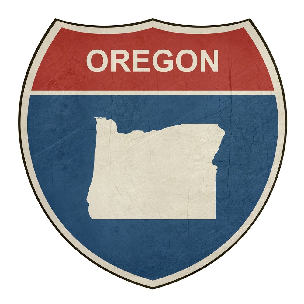 Grunge Highway Sign Fabric Panel - Oregon