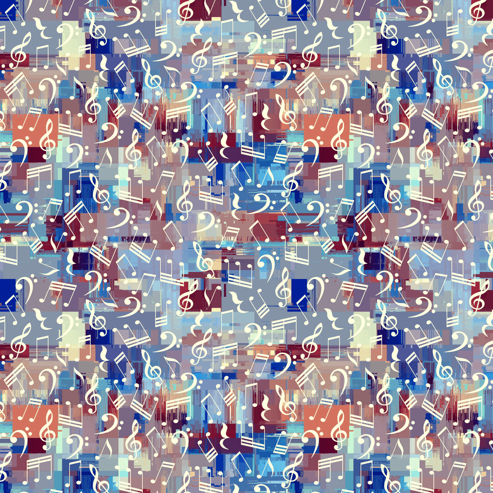 Grunge Textured Music Note Fabric - Multi