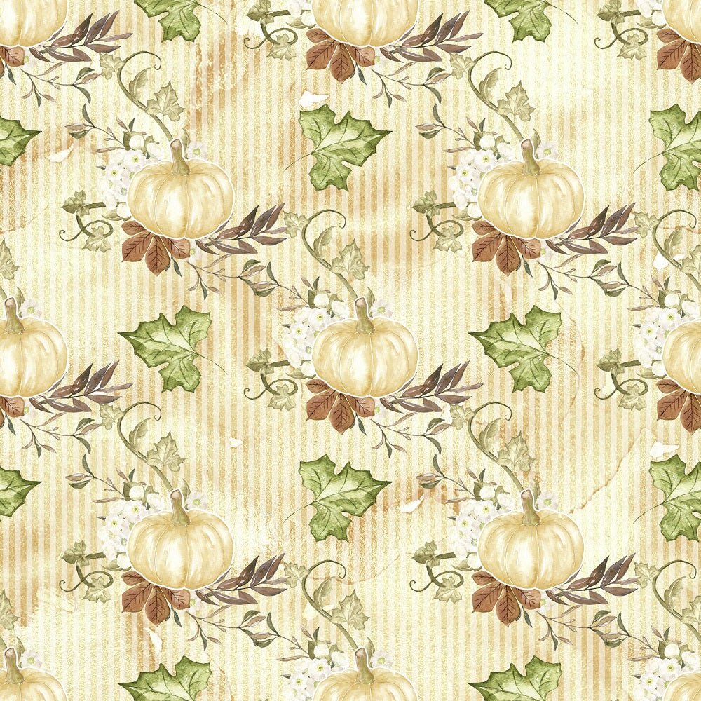 Thanksgiving Material Happy Thanksgiving Pumpkins on Stripes Fabric