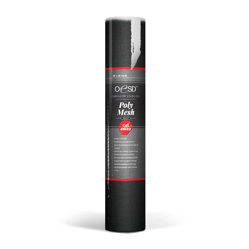 Polymesh Cut-Away Stabilizer, Black, 15" x 10yds image # 55394