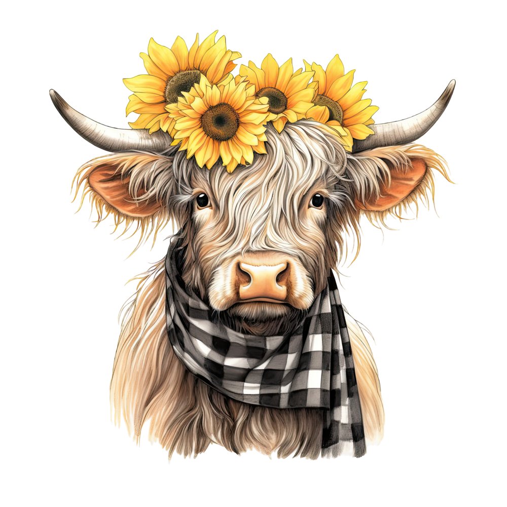Highland Cow in Scarf Wall Art Graphic by Debbie Fagan · Creative Fabrica Highland Cow in Scarf Wall Art Graphic by Debbie Fagan · Creative Fabrica