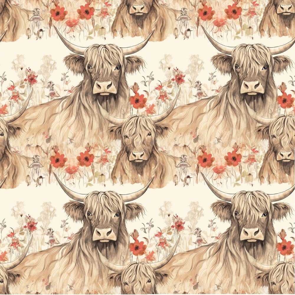 Highland Cows Pattern #1 Fabric
