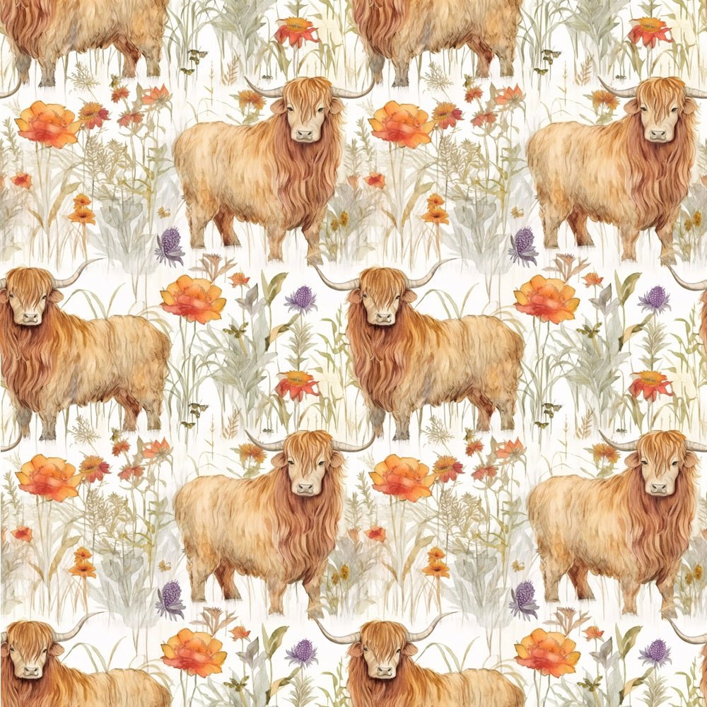 Cow Pattern Types Highland Cows Pattern #16 Fabric