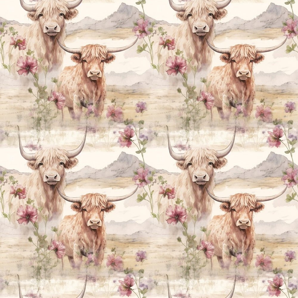 Highland Cows Pattern #3 Fabric