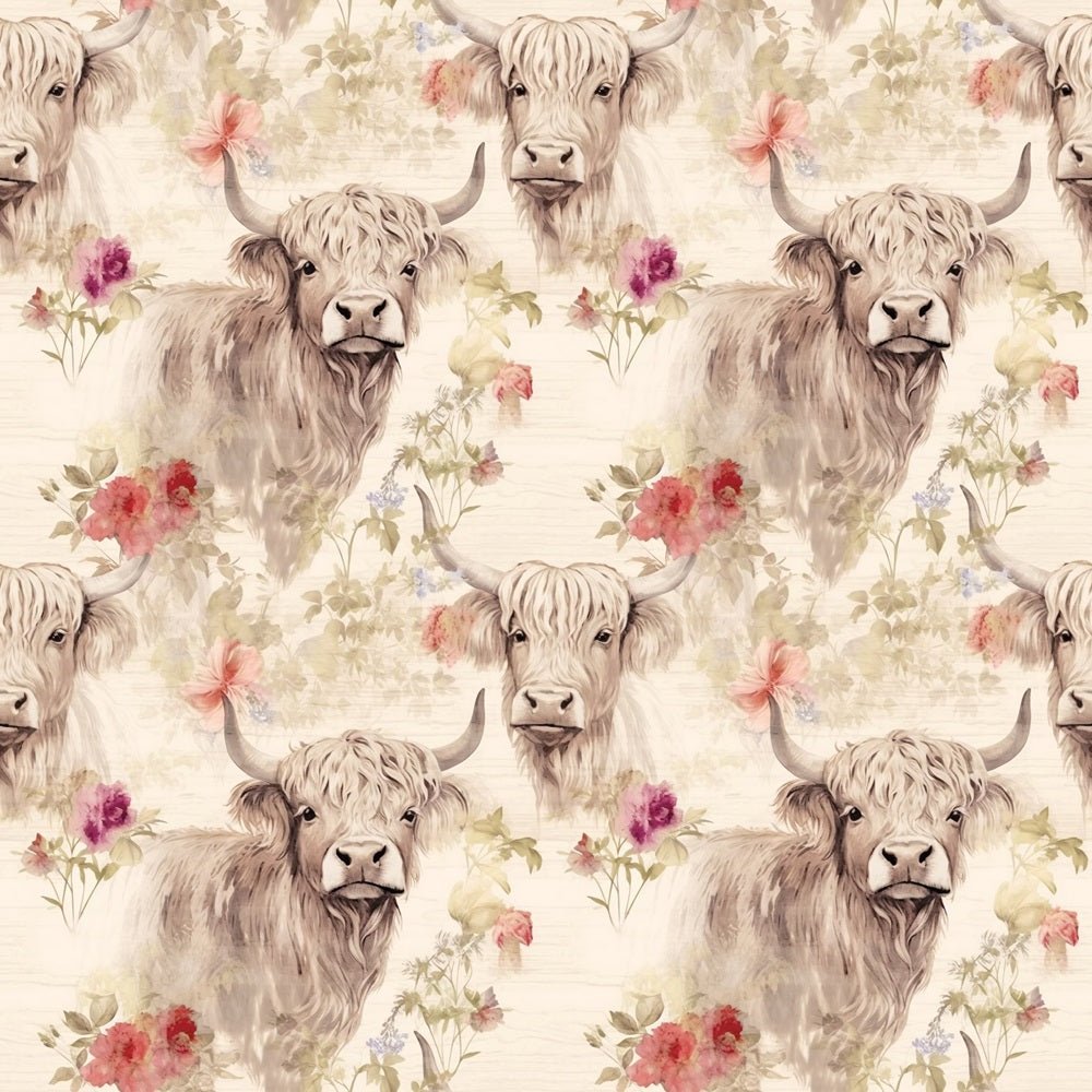 Library Cow Pattern Highland Cows Pattern #9 Fabric