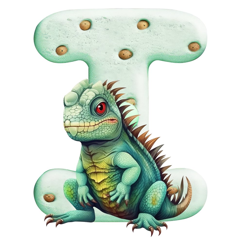 "I" Iguana Cookie Fabric Panel