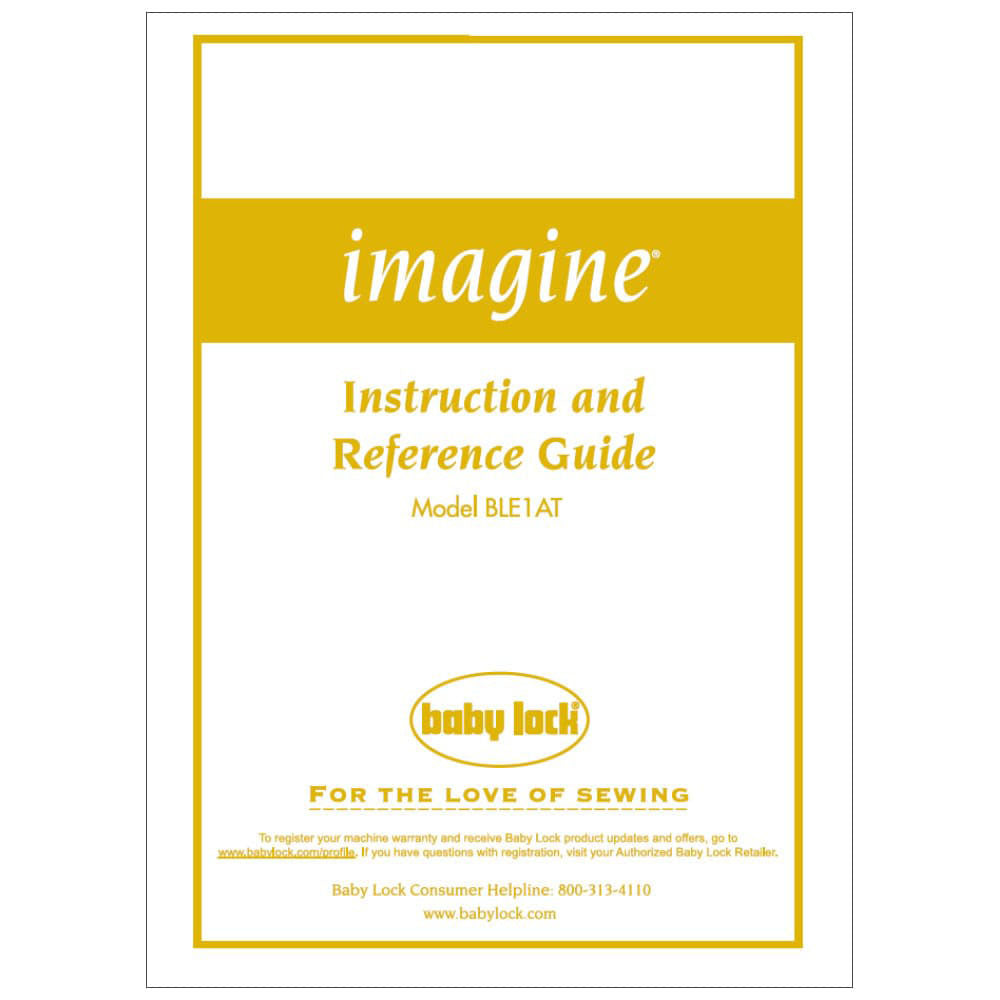 Babylock BLE1AT Imagine Instruction Manual image # 122559