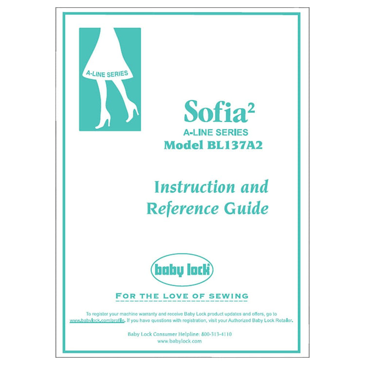 Babylock Sofia 2 A-Line BL137A2 Instruction Manual image # 121750