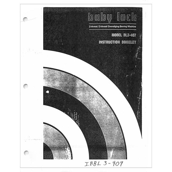 Babylock BL3-407 Instruction Manual