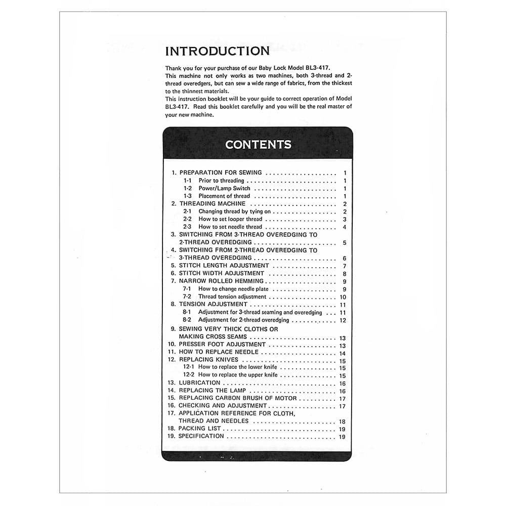 Babylock BL3-417 Instruction Manual image # 121673