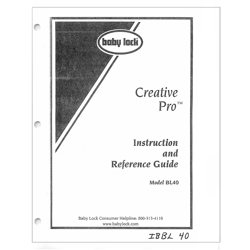 Babylock BL40 Creative Pro Instruction Manual image # 121800