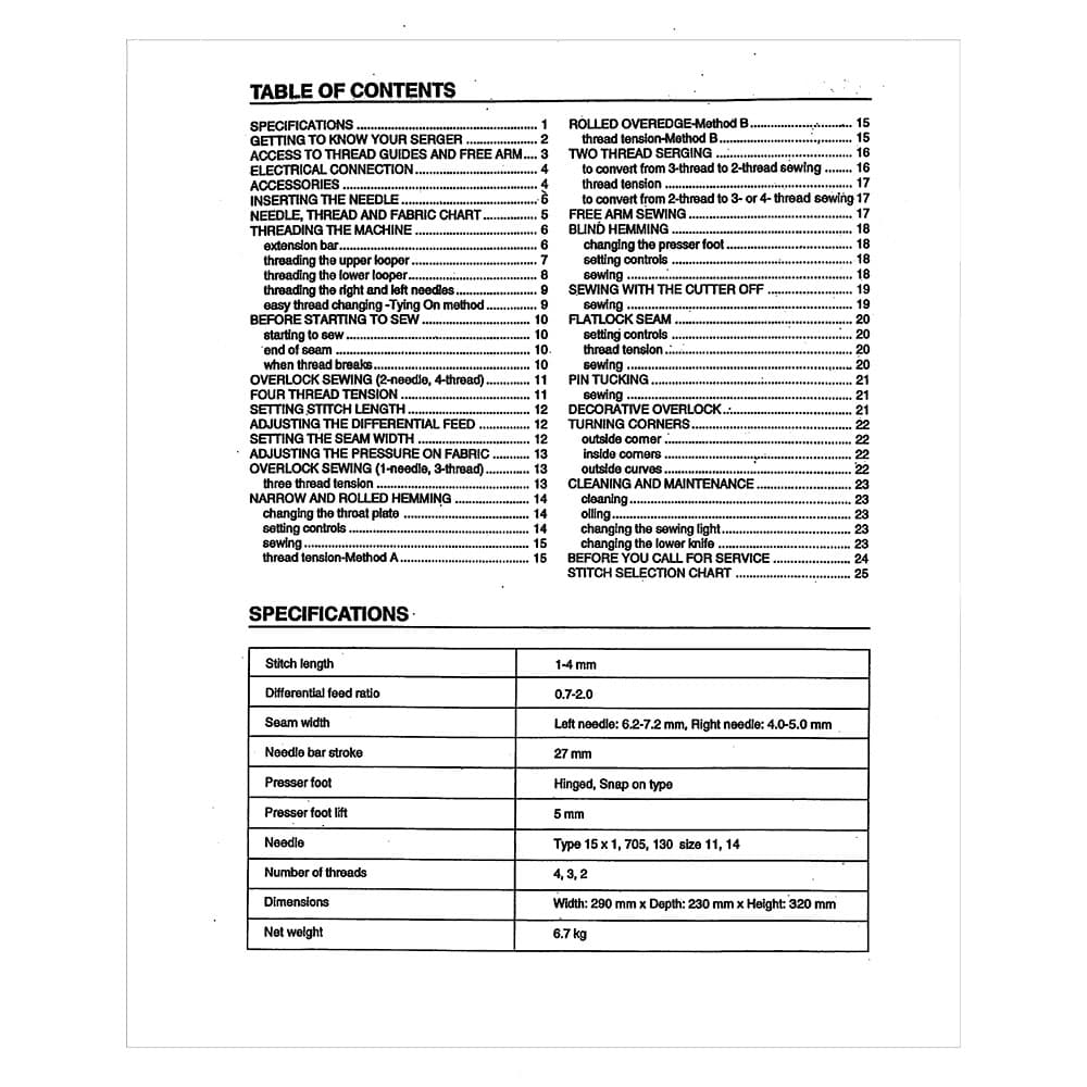 Babylock BL400 Instruction Manual image # 121802