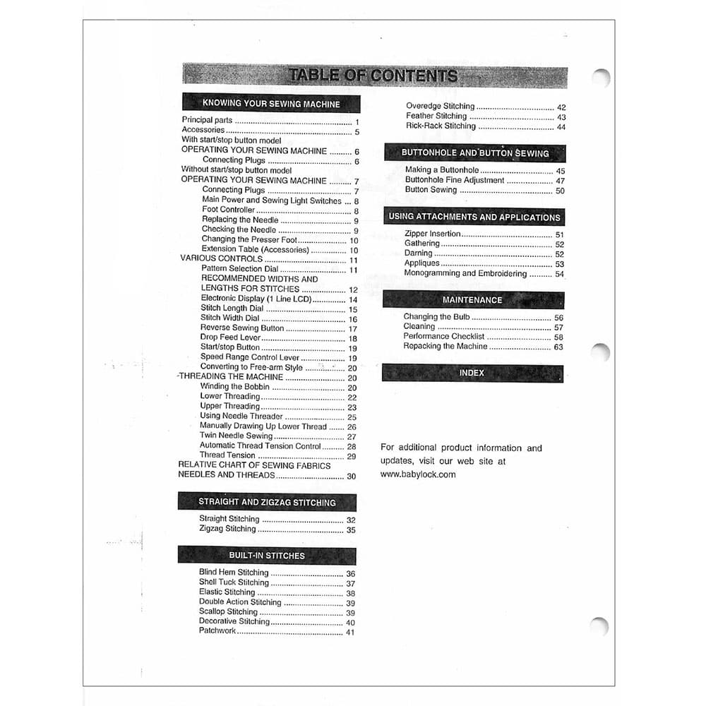 Babylock BL6200 Instruction Manual image # 121827