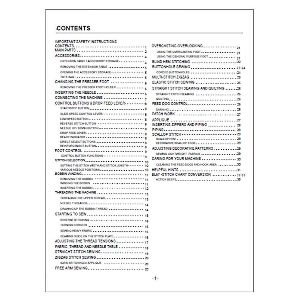 Babylock Audrey A-Line BL67 Instruction Manual image # 121845