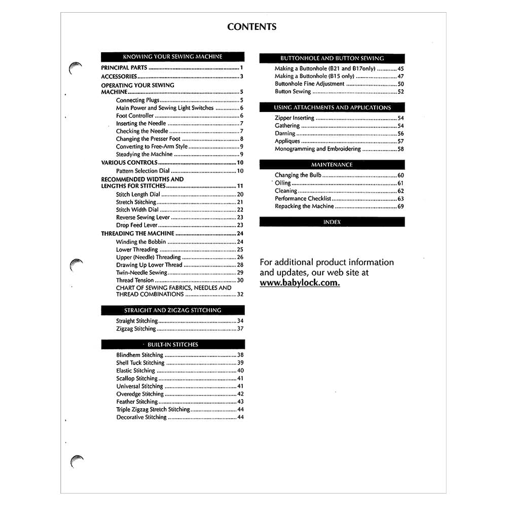 Babylock B21 Instruction Manual image # 121730