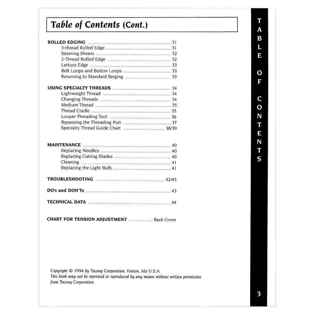 Babylock BLE1DX Eclipse DX Instruction Manual image # 121629