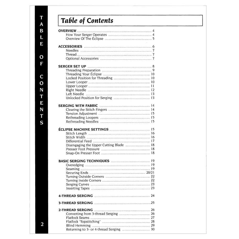 Babylock BLE1DX Eclipse DX Instruction Manual image # 121630