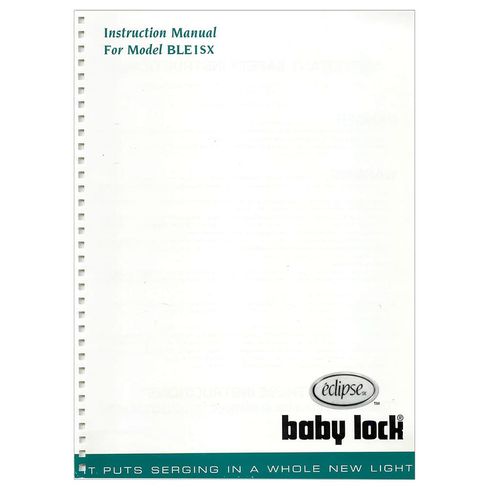 Babylock BLE1SX Eclipse SX Instruction Manual image # 121632