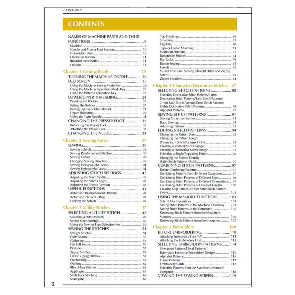 Babylock Esante BLN Instruction Manual image # 122110