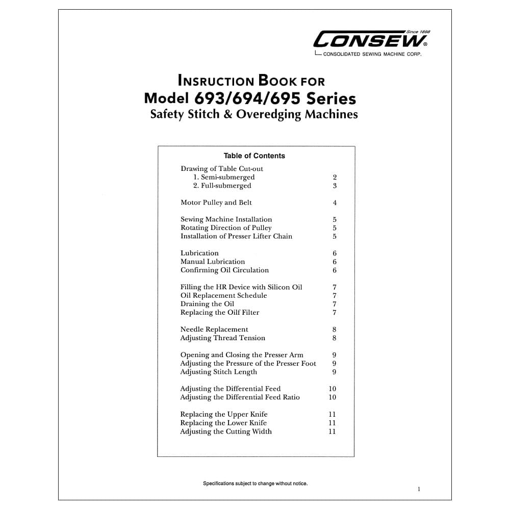 Consew 694 Instruction Manual image # 119992