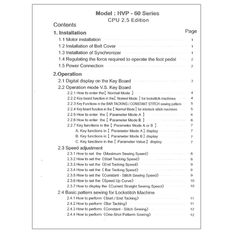 Consew HVP-60 Instruction Manual image # 119468