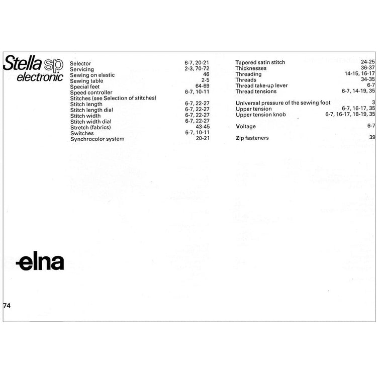 Elna 17 Stella Series Instruction Manual image # 119076