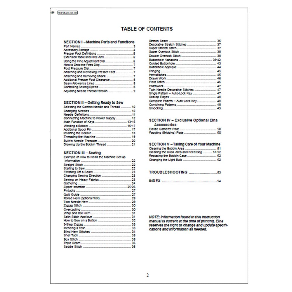 Elna 6001 Instruction Manual image # 119540