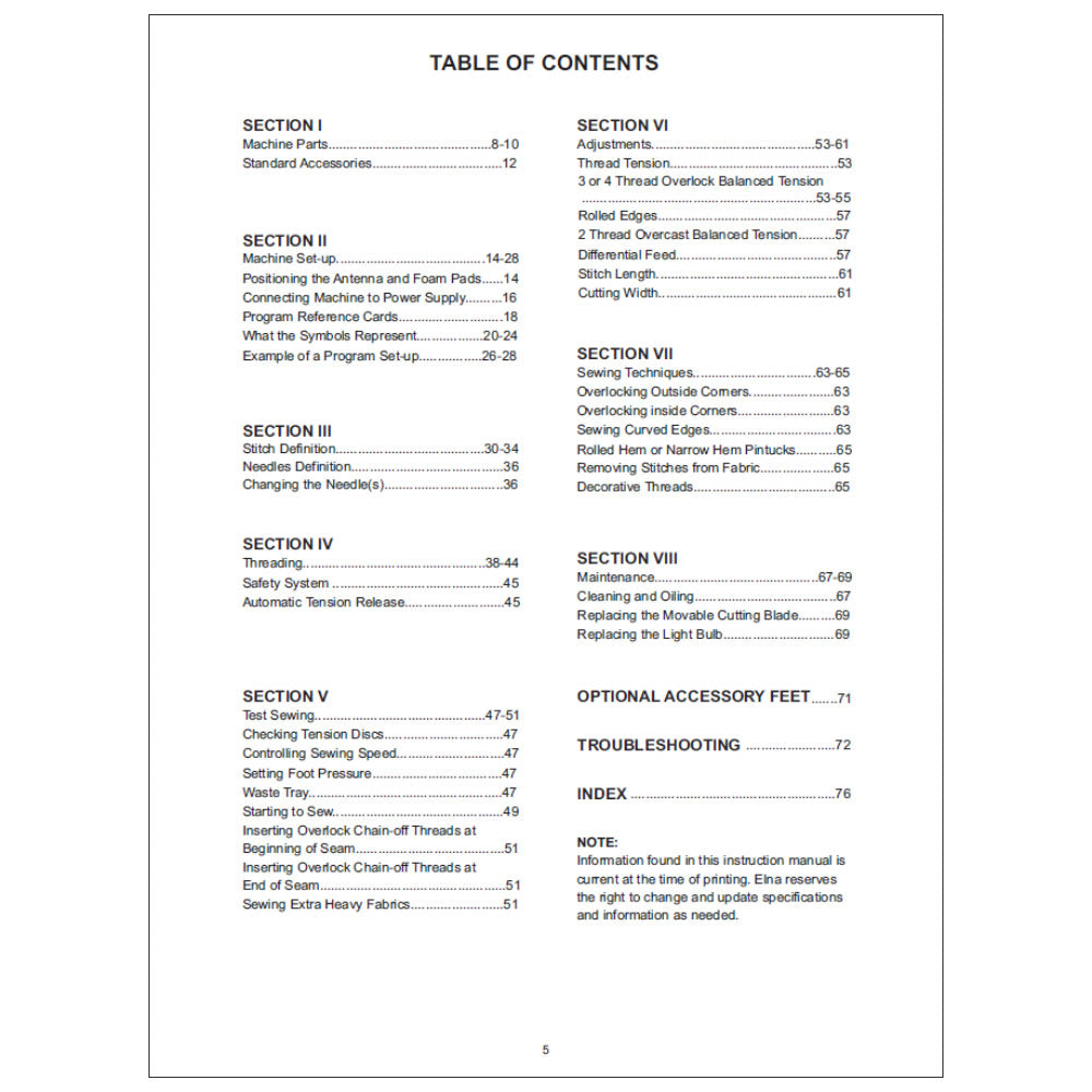 Elna 654 Instruction Manual image # 121015