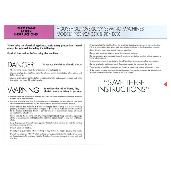 Elna 905DCX Serger Instruction Manual