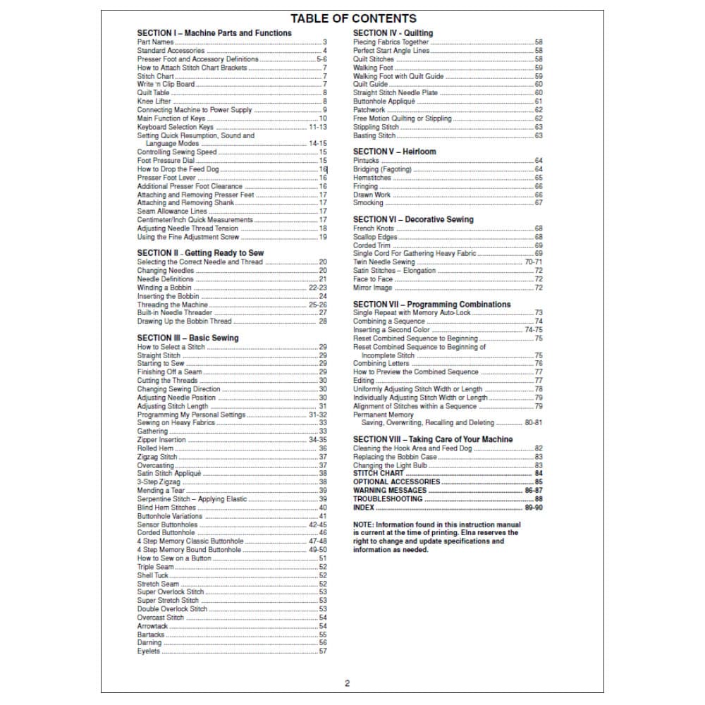 Elna 7200 Instruction Manual image # 119337