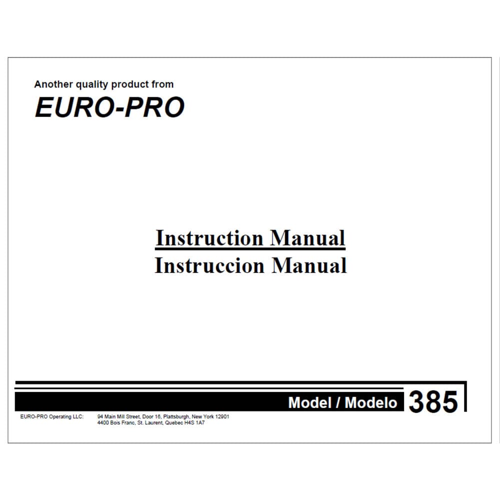 Euro Pro 385 Instruction Manual image # 119842