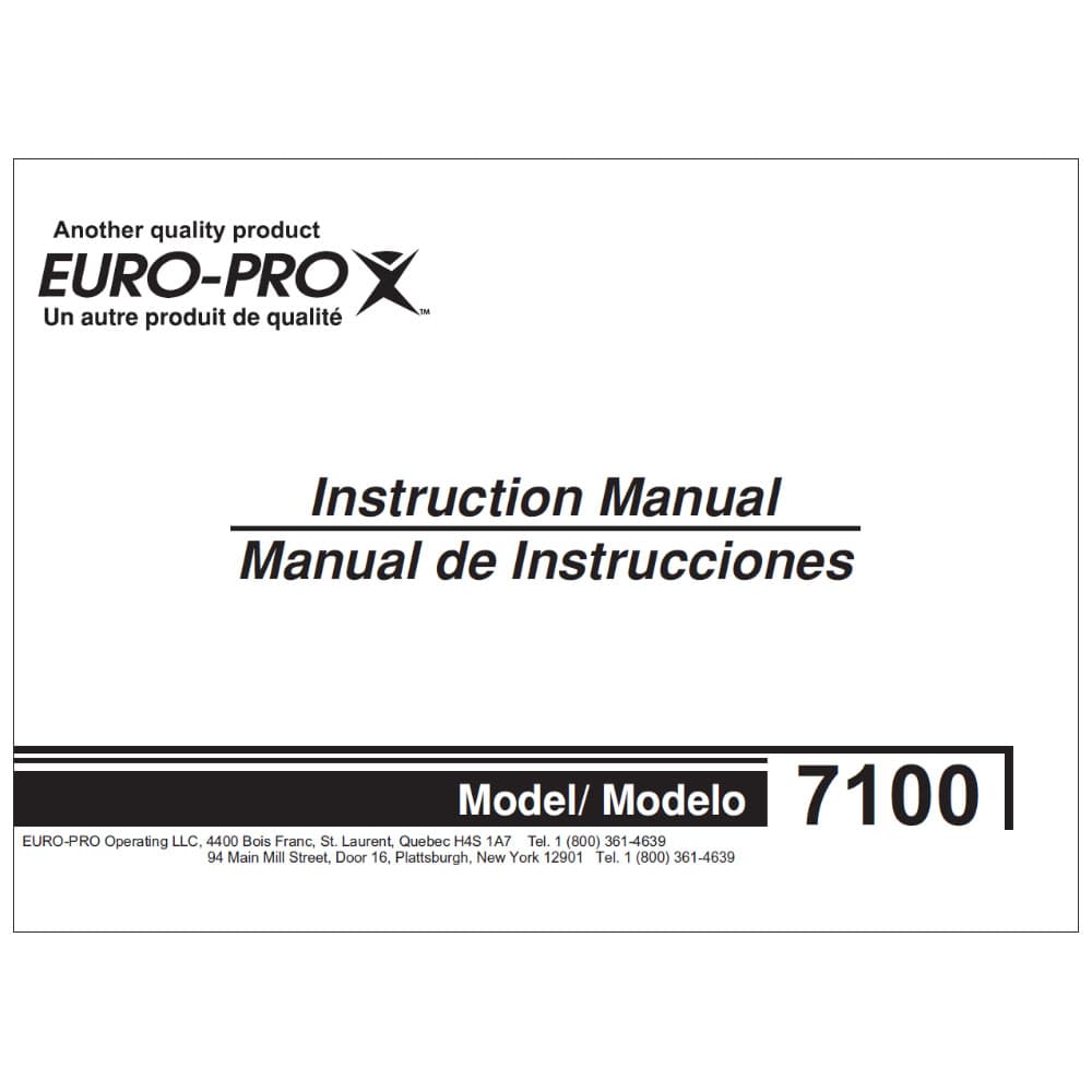 Instruction Manual, Euro Pro 7100 image # 119366