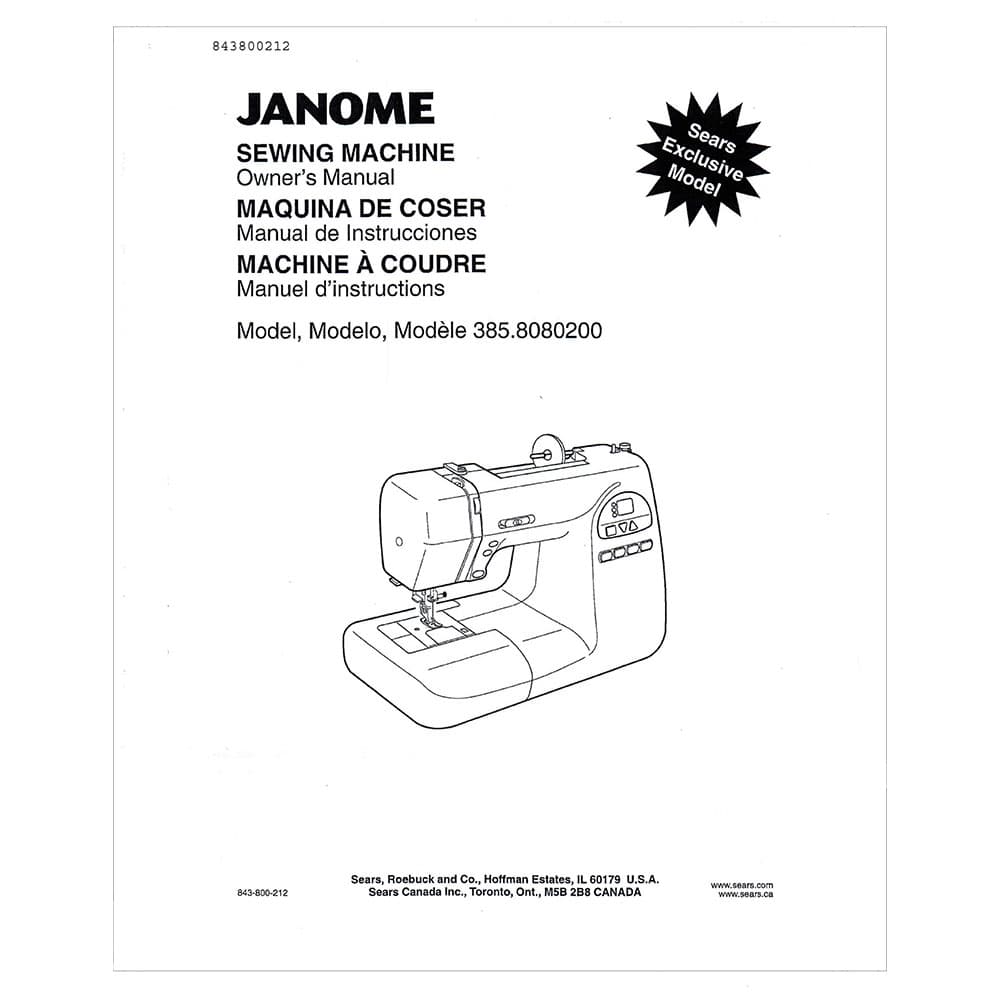 Janome 385.18080200 Instruction Manual image # 121294