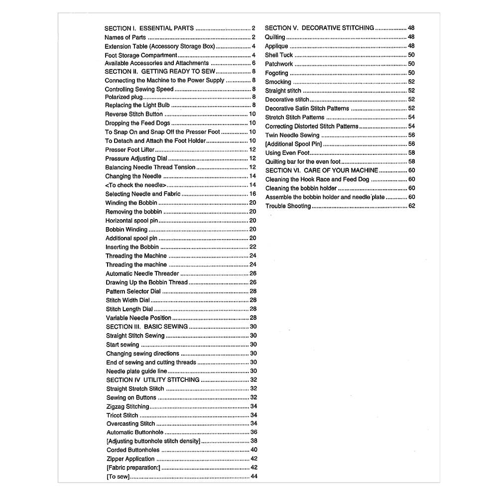 Janome 385.2049LX200 Instruction Manual image # 120394