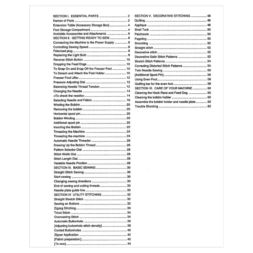 Janome 385.4052LX200 Instruction Manual image # 120398