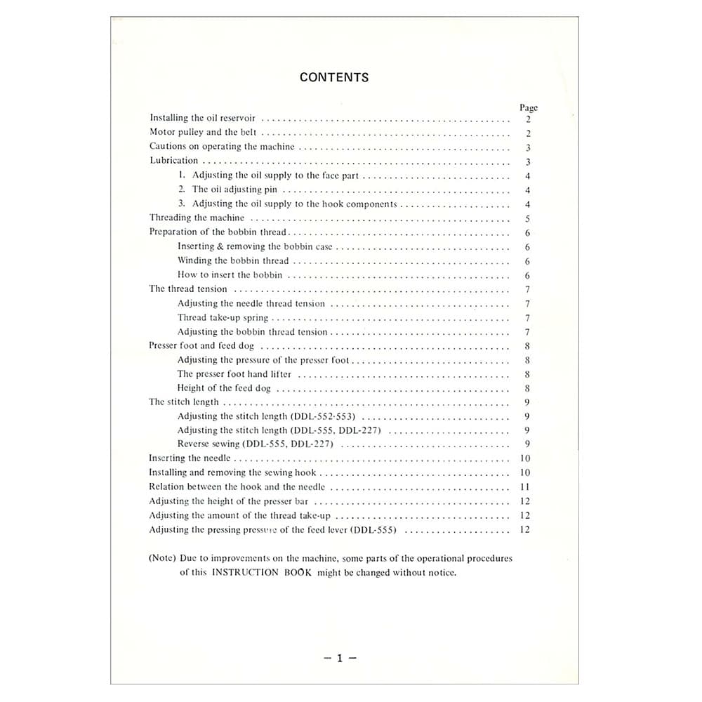 Juki DDL-227 Instruction Manual Juki DDL-227 Instruction Manual