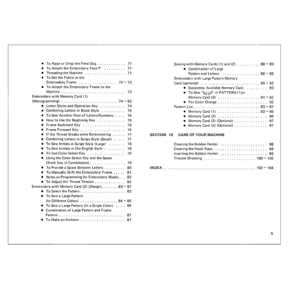 Janome (Newhome) 8000 Instruction Manual image # 120487