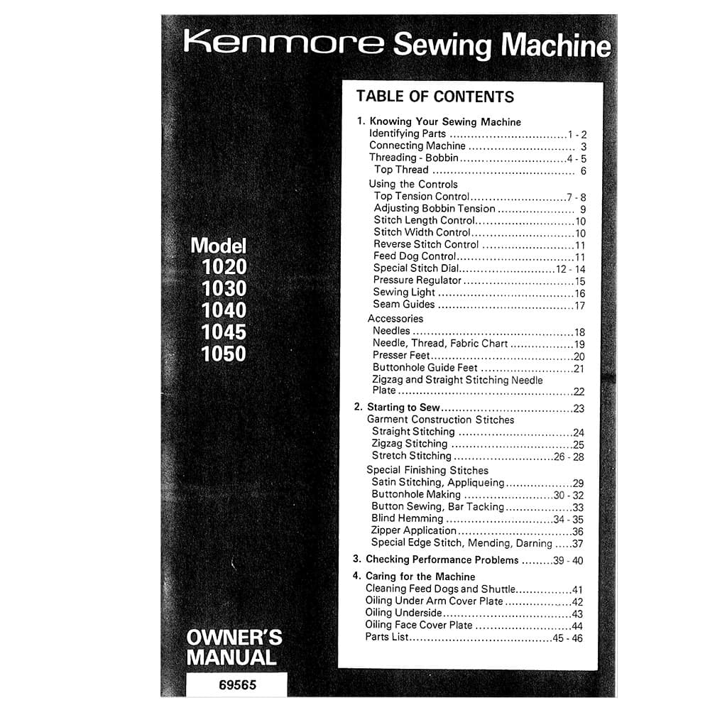 Kenmore 158.10300 Instruction Manual image # 120711