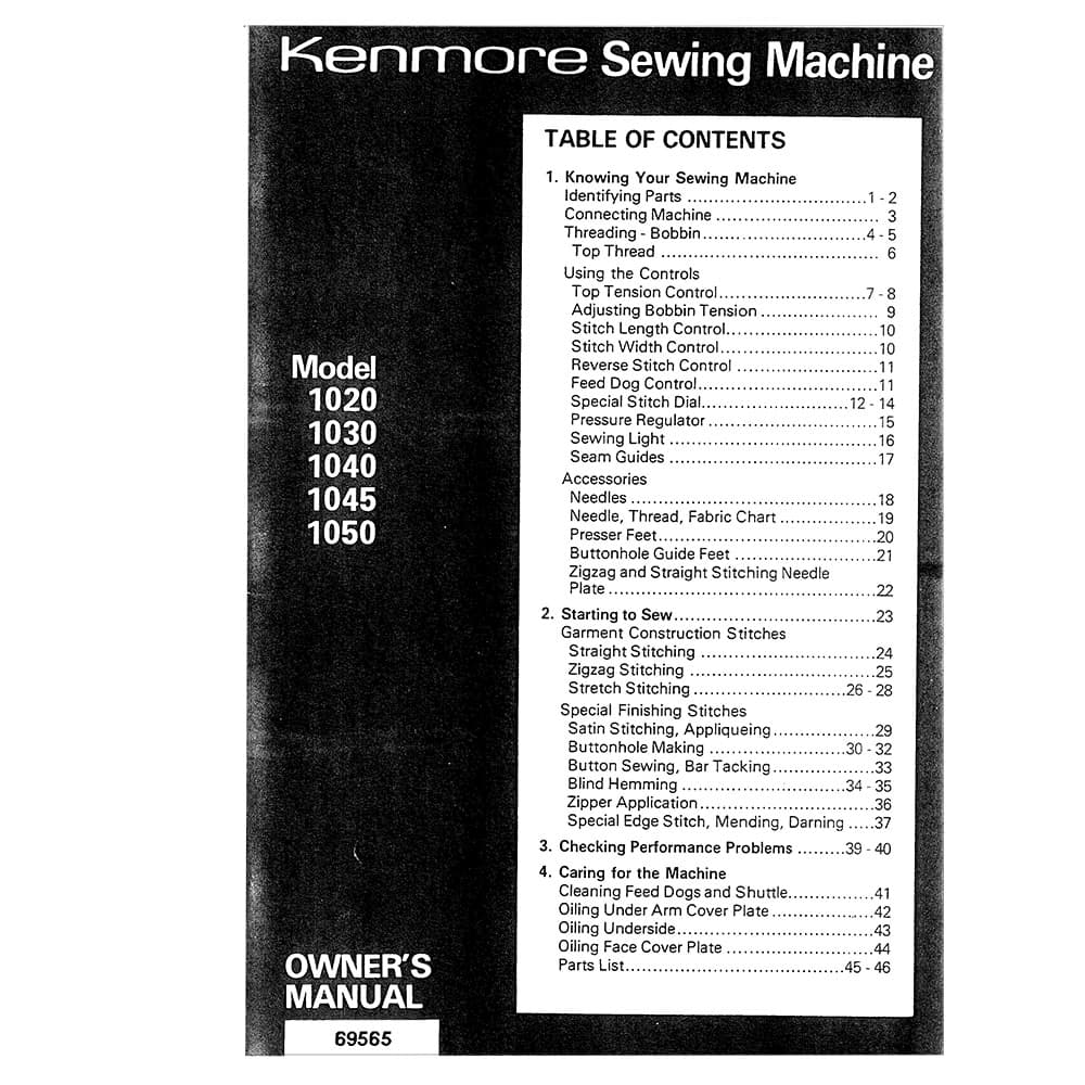 Kenmore 158.10301 Instruction Manual image # 120712
