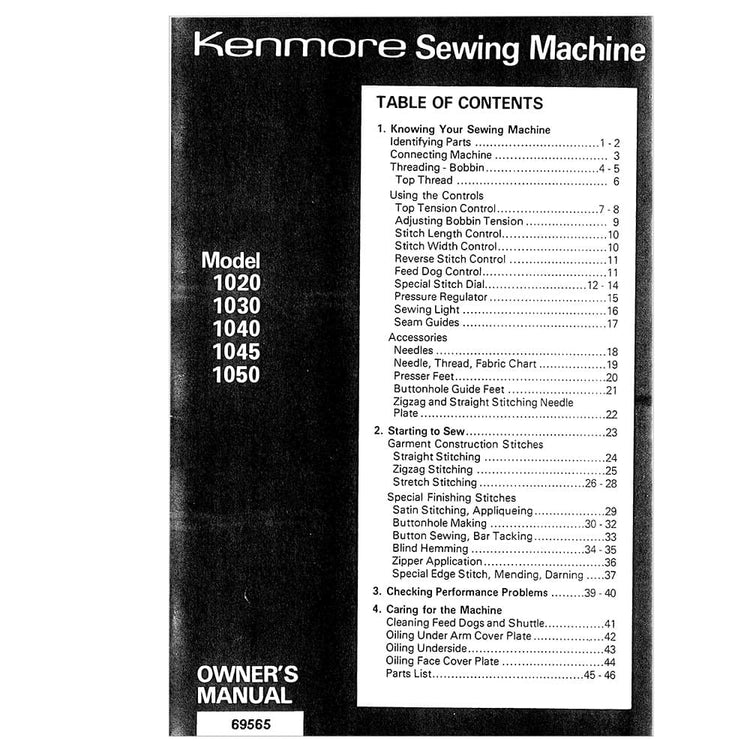 Kenmore 158.10450 Instruction Manual image # 120714