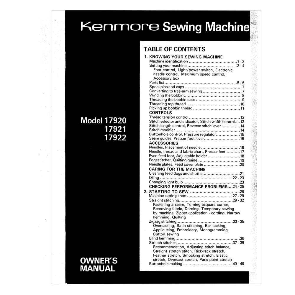 Kenmore 158.1792080 Instruction Manual image # 120889