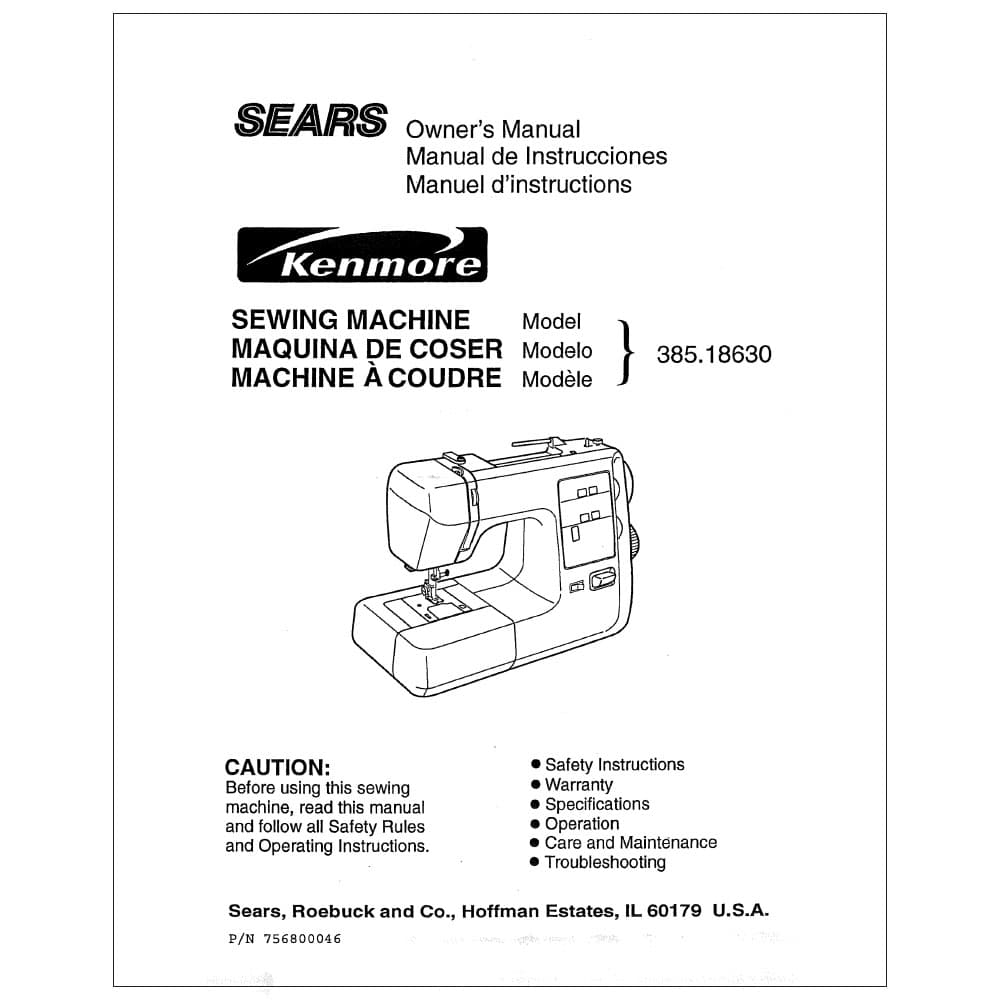 Kenmore 385.18630 Instruction Manual image # 118489