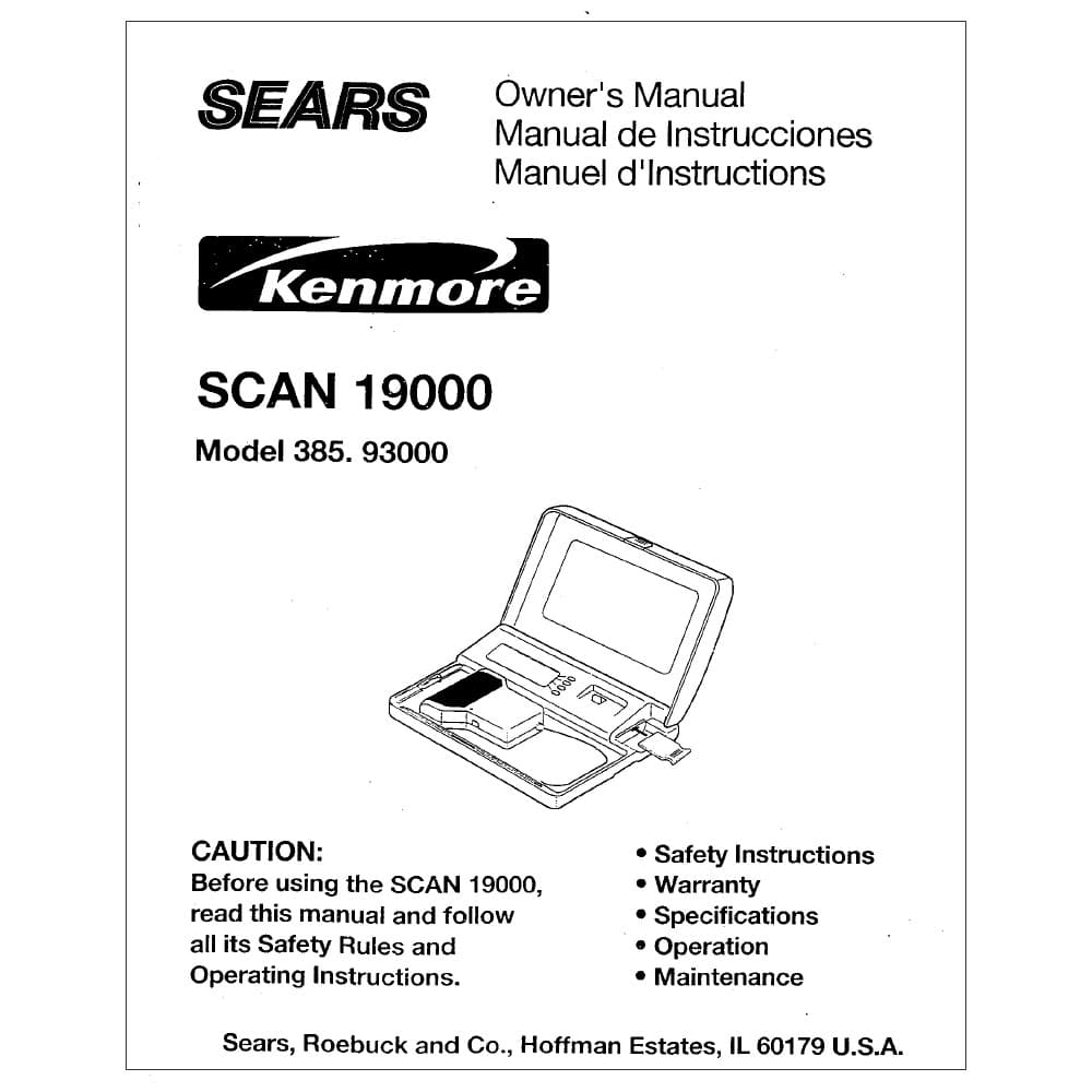 Kenmore 385.93000 Instruction Manual