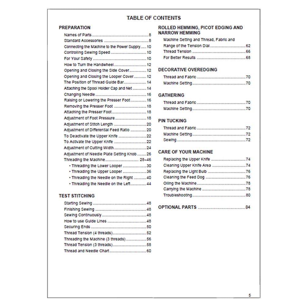 Necchi S34 Serger Instruction Manual image # 121449