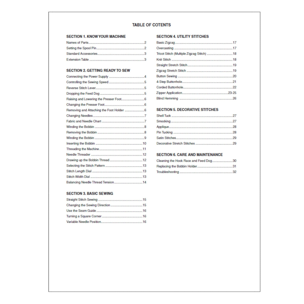 Necchi FA16 Instruction Manual