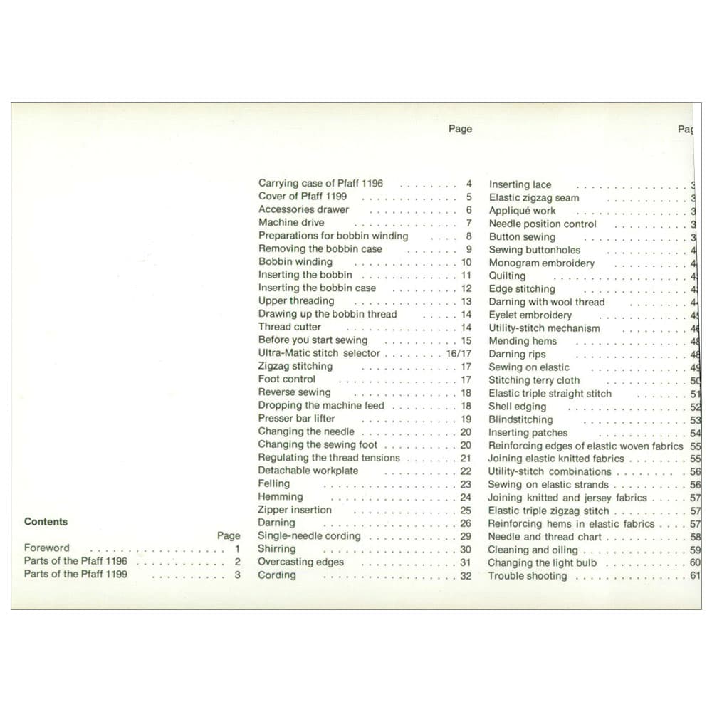 Pfaff 1199 Compact Instruction Manual image # 122346