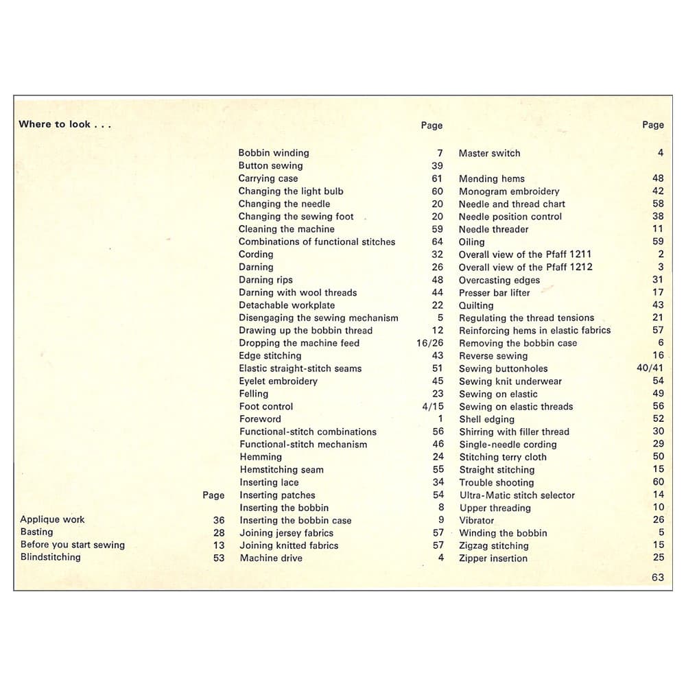 Pfaff 1211 Instruction Manual image # 122351
