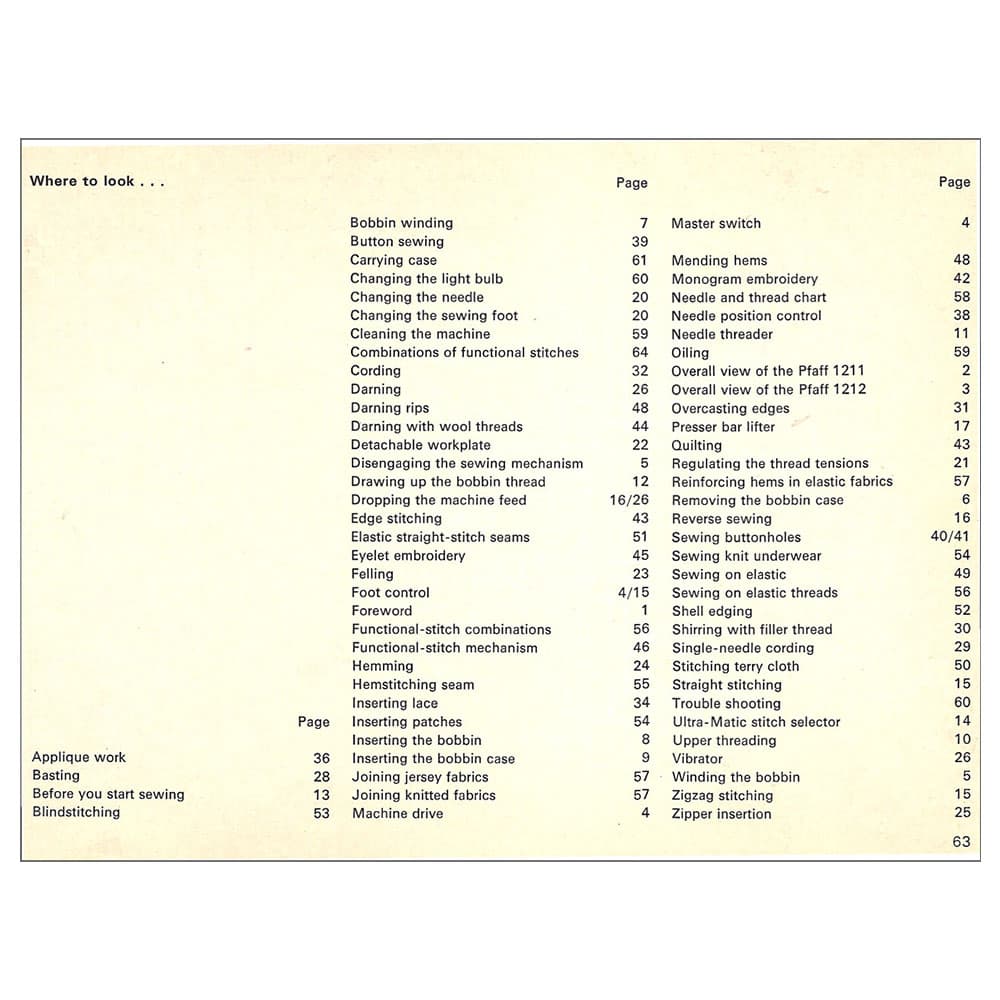 Pfaff 1212 Instruction Manual image # 122352
